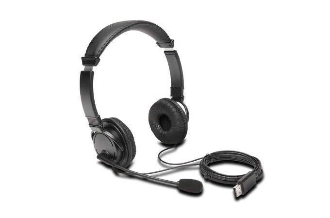 Kensington Hi-Fi USB-A Headphones w/ Microphone/Volume Control For Laptop Black