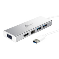 J5create JUD380 USB 3.0 Mini Dock, Dual HDMI/VGA, 2 USB 3.1, Gigabit Ethernet
