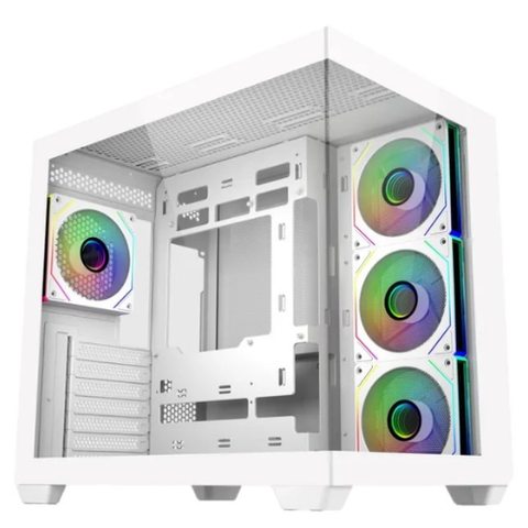 Cooler Master ATX PC Case White Dual Tempered Glass 4 ARGB Fans