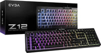 EVGA Z12 RGB Gaming Keyboard RGB Backlit LED 5 Programmable Macro Keys Media Key