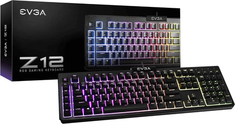 EVGA Z12 RGB Gaming Keyboard RGB Backlit LED 5 Programmable Macro Keys Media Key