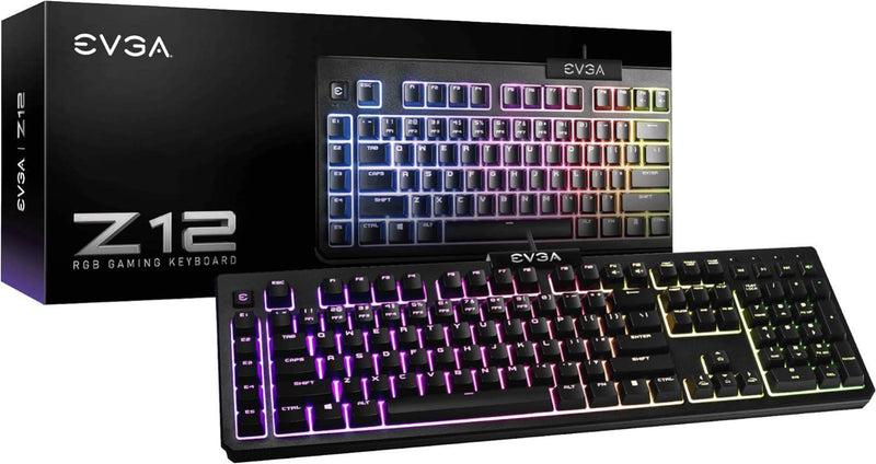 EVGA Z12 RGB Gaming Keyboard RGB Backlit LED 5 Programmable Macro Keys Media Key
