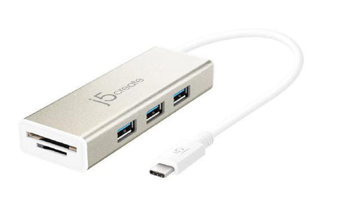J5create JCH347 USB-C 3-Port Hub with SD & Micro SD Card Reader
