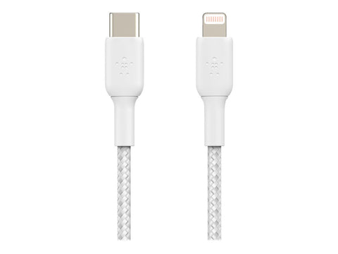 BELKIN 1M USB-C TO Lightning Charge/SYNC Cable, MFi, Braided, White, 2 YR