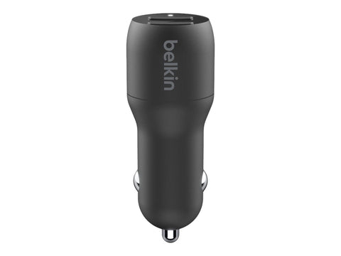 BELKIN 2 Port Car Charger, 12W/2.4A USB-A (2), 1M USB-A to USB-C Cable, 2YR WTY