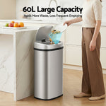 Devanti Sensor Bin 60L Motion Rubbish Stainless Trash Can Automatic Touch Free