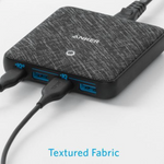ANKER POWERPORT ATOM III 4 PORT 65WATT - BLACK FABRIC
