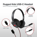 Shintaro Rugged Kids USB-C Headset with Boom Mic, Twistable Band, 40mm Driver