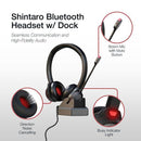 Shintaro Maxifi Bluetooth Headset – Noise Cancelling, 40H Talk, Charging Base