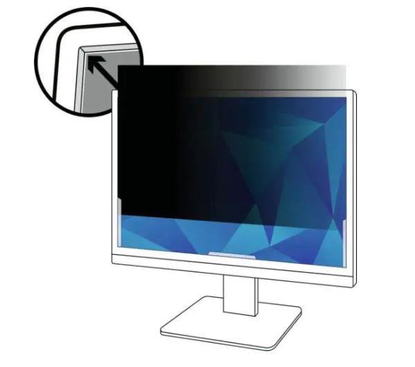 3M Privacy Filter for 23.6" Monitor with Adhesive Strips and Slide Mounts