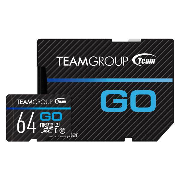 Team Group Go 4K 64GB MicroSDXC, 100MB/s R, 50MB/s W, V30 U3 + Adapter