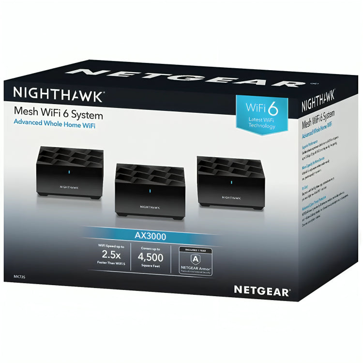 NETGEAR Nighthawk AX3000 Dual-Band WiFi 6 Mesh System 3 Pack MK73S-100APS