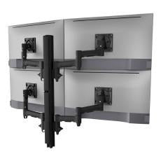 Atdec Quad Monitor Mount on Tall Post - Grommet Clamp - Black