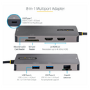 StarTech USB-C Multiport Adapter Dual HDMI 4K 60Hz 100W PD GbE SD USB Hub