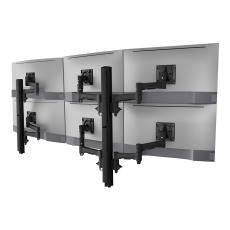 Atdec Hex Monitor Mount on Two Posts - Grommet Clamp - Heavy-Duty F-Clamp - Black