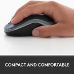 Logitech M185 Wireless Mouse - Grey, 2.4GHz, 3 Buttons