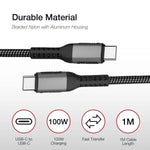 Shintaro 1M USB-C Cable – 100W Fast Charge, Braided, Aluminium Head, E-Mark IC