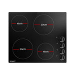 Devanti Ceramic Cooktop 60cm Electric Kitchen Burner Cooker 4 Zone Knobs Control