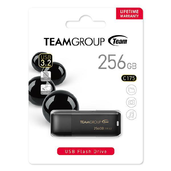Team C175 256GB USB 3.2 Gen 1 Flash Drive, 100MB/s, Black