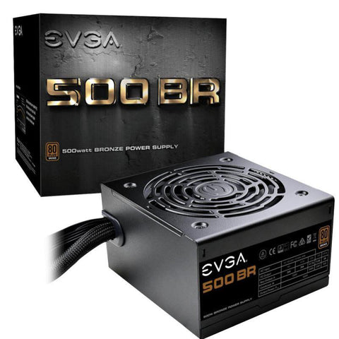 EVGA 500 BR 500W Power Supply, 80PLUS Bronze, Non-Modular, 120mm Fan, 1x EPS, 2x
