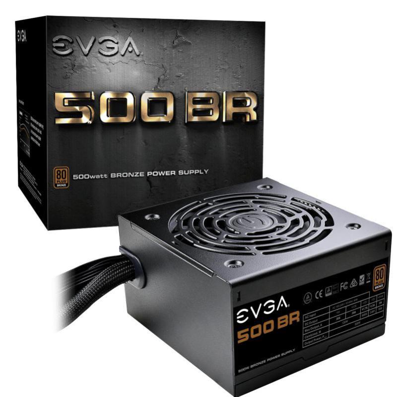 EVGA 500 BR 500W Power Supply, 80PLUS Bronze, Non-Modular, 120mm Fan, 1x EPS, 2x