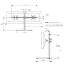 Atdec Visidec Focus Display Accessory Arm Dual Displays, Horizontal Mount 24" - 32"