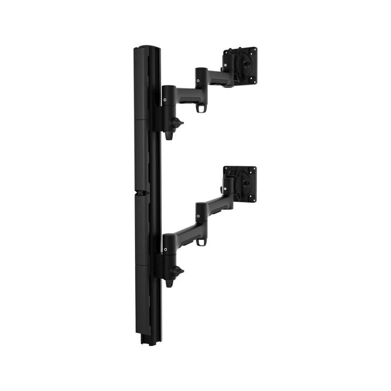 Atdec Dual Stacked Ultrawide Monitor Mount with Swing Arms - Grommet Clamp - Black