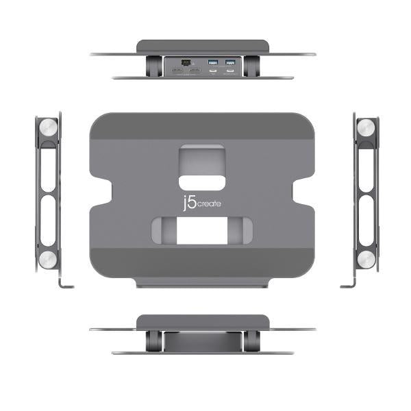 J5create JTS427 Dual HDMI Docking Stand, USB-C 100W PD, 2x USB-A, RJ45