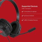 Shintaro Rugged Kids USB-C Headset with Boom Mic, Twistable Band, 40mm Driver