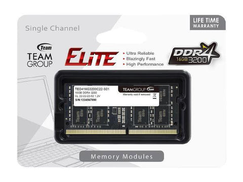 Team Group Elite 16GB 3200MHz DDR4 SODIMM Laptop RAM – Non-ECC