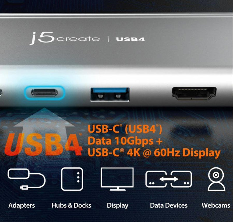 J5create JCD401 USB4 Dual Display 4K Multi-Port Docking Hub