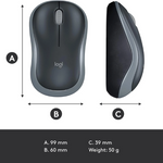 Logitech M185 Wireless Mouse - Grey, 2.4GHz, 3 Buttons