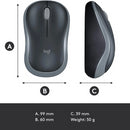 Logitech M185 Wireless Mouse - Grey, 2.4GHz, 3 Buttons