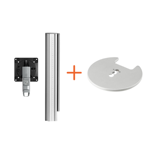 Atdec AWMS-1340 Arm + 400mm Post, Grommet Clamp, Silver, 12kg Flat/10kg Curved