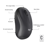 Logitech M240 Business Silent Mouse, Bluetooth/LogiBolt, Ambidextrous, Graphite,