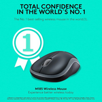 Logitech M185 Wireless Mouse - Grey, 2.4GHz, 3 Buttons