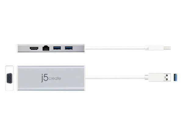 J5create JUD380 USB 3.0 Mini Dock, Dual HDMI/VGA, 2 USB 3.1, Gigabit Ethernet