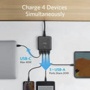 ANKER POWERPORT ATOM III 4 PORT 65WATT - BLACK FABRIC