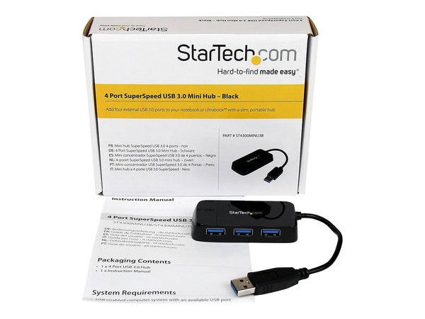 STARTECH 4 PORT USB 3.0 HUB, PORTABLE