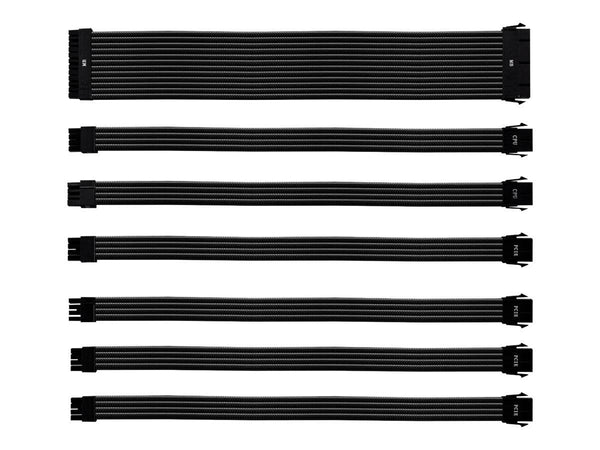 Cooler Master 30cm Black Sleeved Extension Cable Kit, PVC, 16AWG