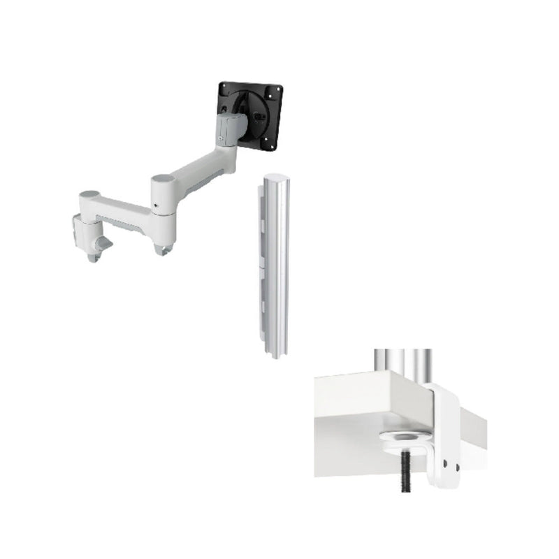 Atdec AWMS-2-4640 Dual Monitor Swing Arms on 400mm Post. F-Clamp. White.