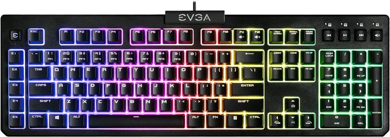 EVGA Z12 RGB Gaming Keyboard RGB Backlit LED 5 Programmable Macro Keys Media Key