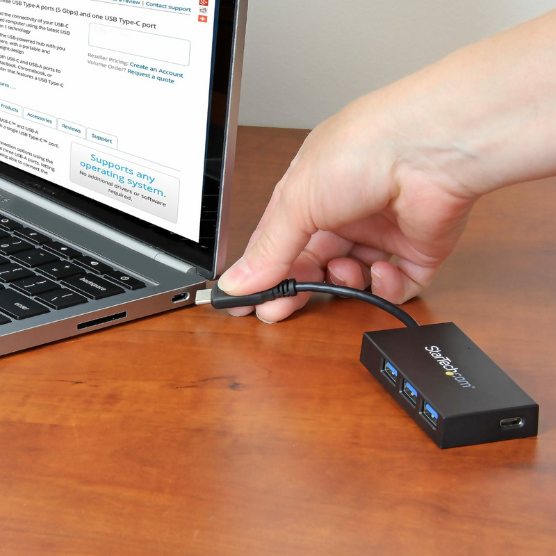 STARTECH 4 PORT USB-C HUB, USB-C(1), USB(3)