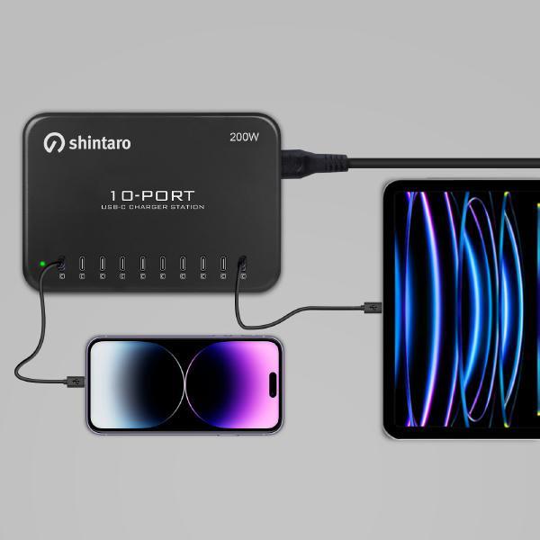 Shintaro 200W 10-Port GaN USB-C Charger, Fast Charging