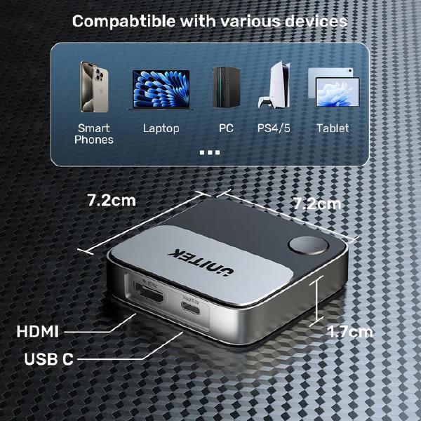 Unitek 4K Wireless Screen Mirroring – 60Hz, Android/Windows/iOS/macOS
