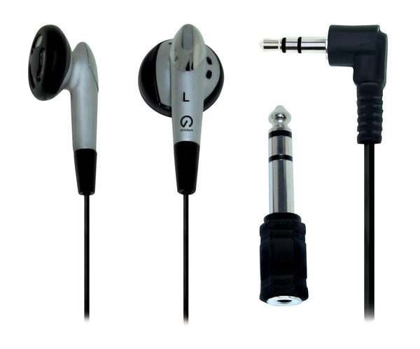 Shintaro Stereo Earphone Kit w/ 3.5mm to 6.5mm Adapter, 1.2m Cable