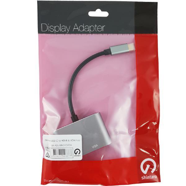 Shintaro USB-C to 4K HDMI & VGA Hub, 4K@60Hz, 1080P Output