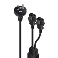 Alogic 2m Aus 3 Mains Plug to 2 X IEC C13 Y Splitter Cable Male to 2 X Female Cable