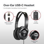 Shintaro USB-C Over-Ear Headset w/ Mic, Volume Control, USB-A Adapter, 40mm Drivers