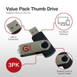 Shintaro 8GB USB-A 2.0 Rotary Pocket Disk (3Pk)